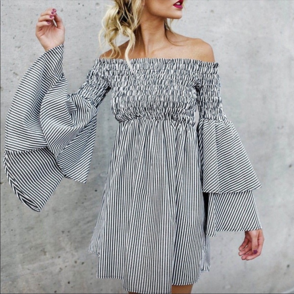 Intermix Festival Striped Off Shoulder Dress - Picture 6 of 8
